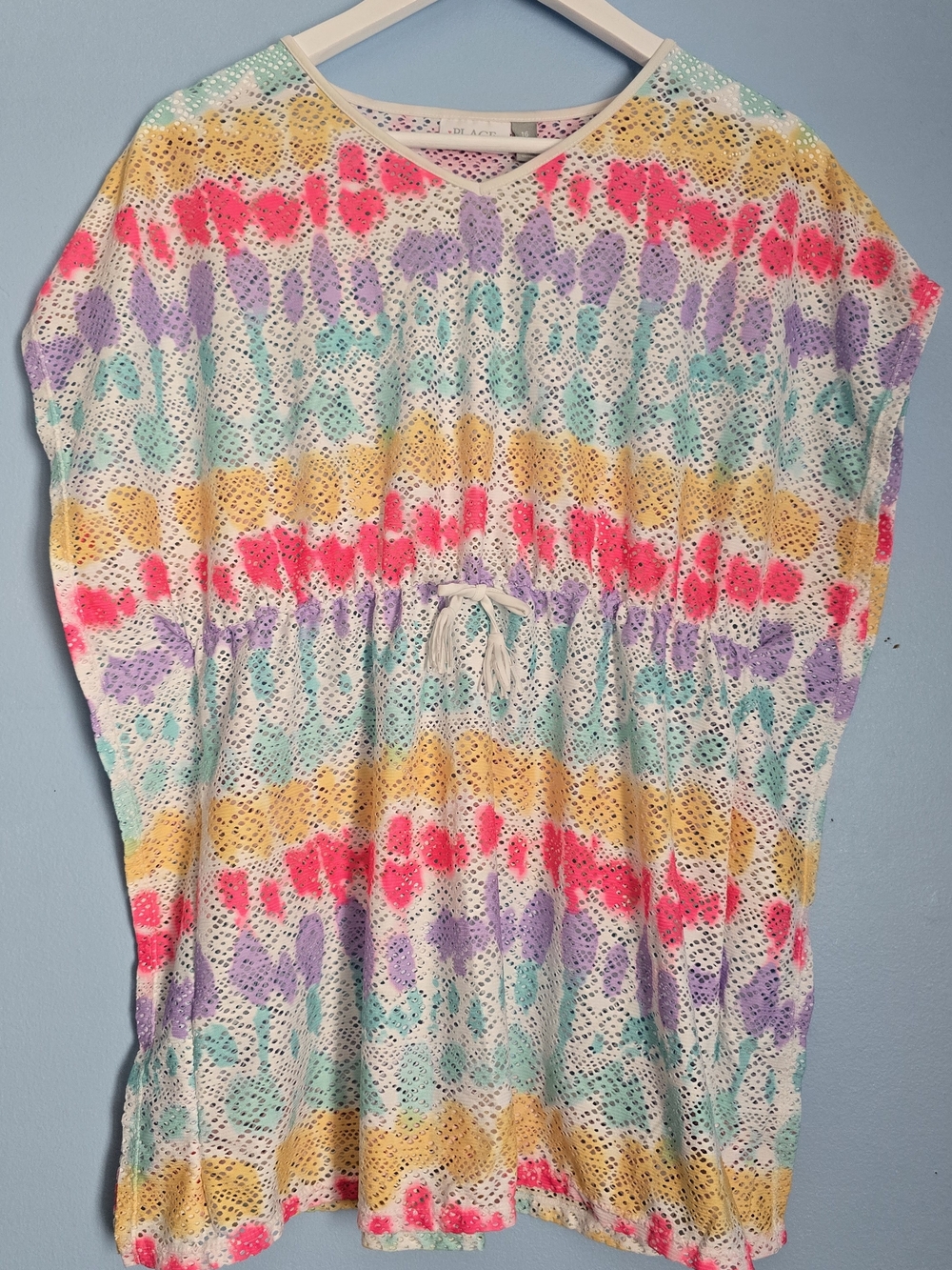The Children's Place Crochet Open Knit Tie-Dye Swim Beach Pool Cover-Up XL 16